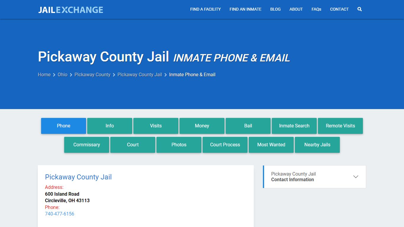 Inmate Phone - Pickaway County Jail, OH - Jail Exchange
